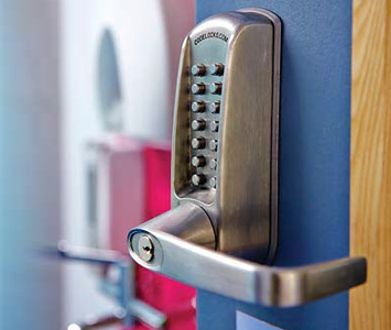 Digital door lock on school classroom door