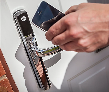 Smart lock been activated by a mobile phone to gain access to a property